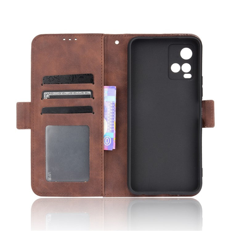 For vivo Y33s 4G / Y21 / Y21s / Y32 4G / Y21t 4G / Y21e 4G / Y21a 4G / Y21G / T1X 4G / Y33t Anti-Drop Flip Phone Case PU Leather + TPU Phone Cover Multiple Card Slot Practical Wallet Stand Design - Brown