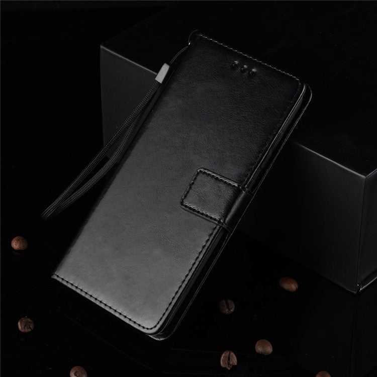 Wallet Design Crazy Horse Texture Well-Protected Magnetic Closure Anti-Fall Flip Leather Phone Case with Stand for vivo Y33s 4G / Y21 / Y21s / Y32 4G / Y21t 4G / Y21e 4G / Y21a 4G / Y21G / T1X 4G / Y33t - Black