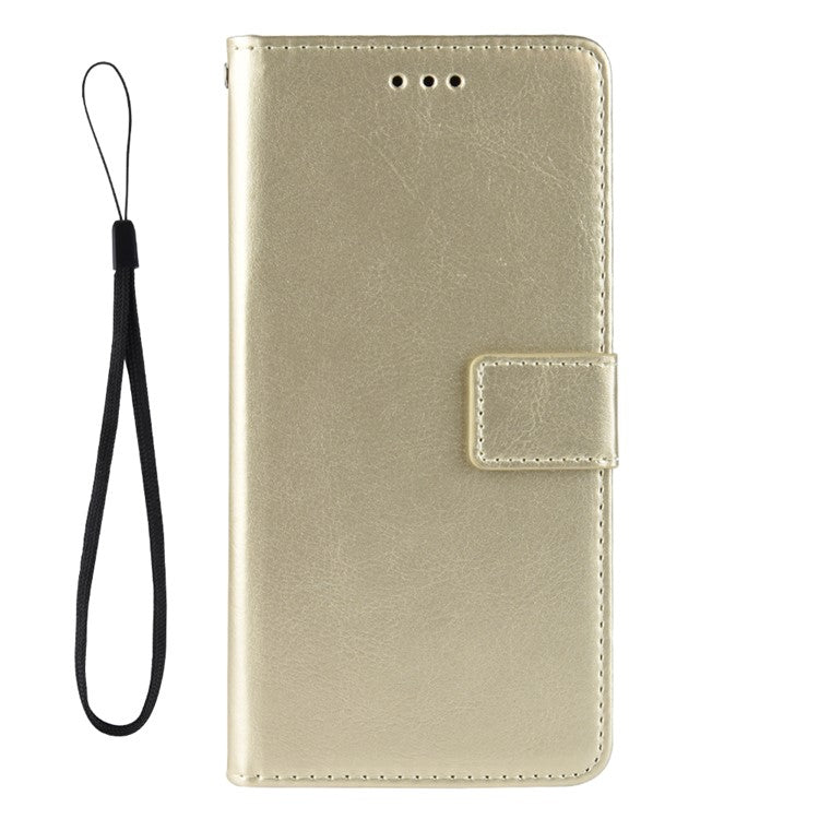 Wallet Design Crazy Horse Texture Well-Protected Magnetic Closure Anti-Fall Flip Leather Phone Case with Stand for vivo Y33s 4G / Y21 / Y21s / Y32 4G / Y21t 4G / Y21e 4G / Y21a 4G / Y21G / T1X 4G / Y33t - Gold