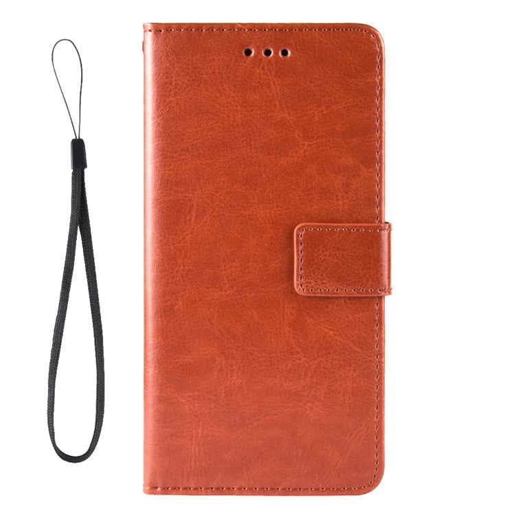 Wallet Design Crazy Horse Texture Well-Protected Magnetic Closure Anti-Fall Flip Leather Phone Case with Stand for vivo Y33s 4G / Y21 / Y21s / Y32 4G / Y21t 4G / Y21e 4G / Y21a 4G / Y21G / T1X 4G / Y33t - Brown