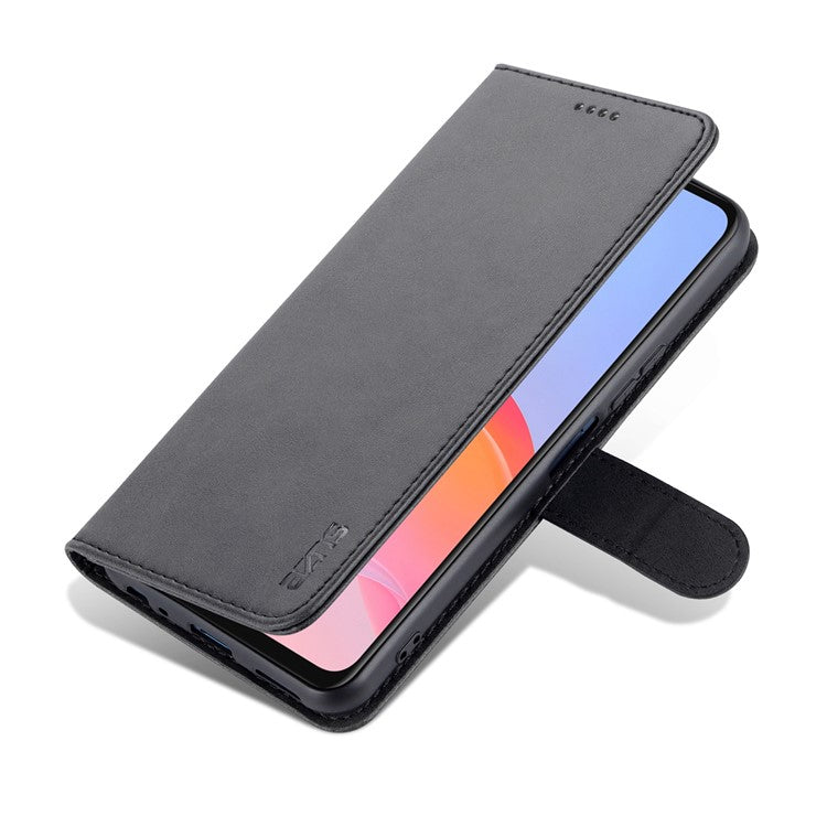 AZNS TPU+PU Leather Wallet Stand Phone Case Flip Card Slots Protected Fully Phone Shell for vivo Y21 / Y33s - Black