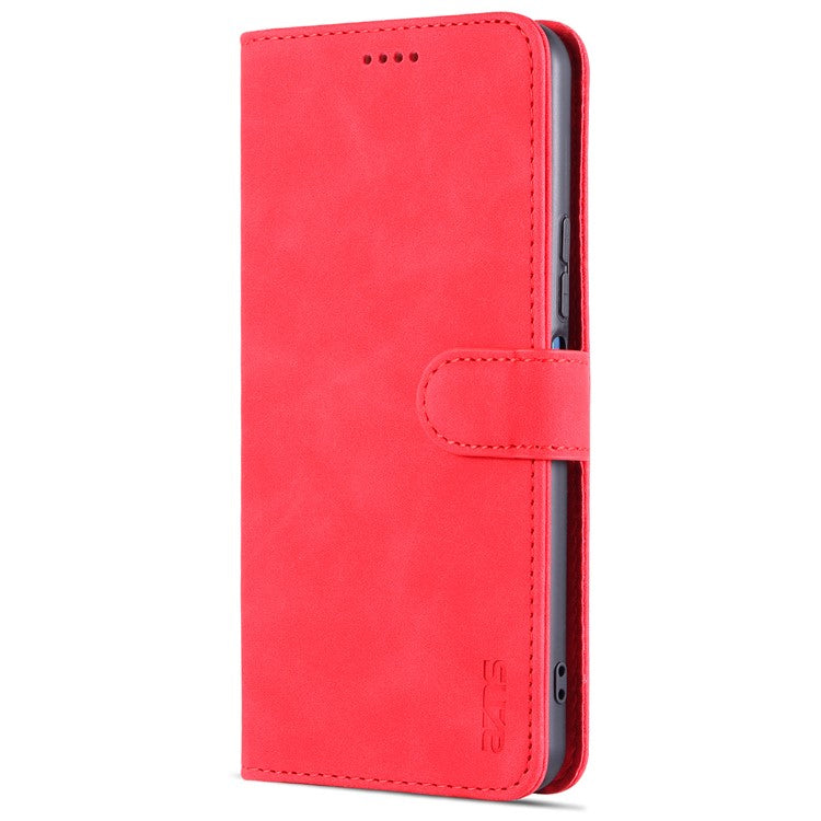 AZNS TPU+PU Leather Wallet Stand Phone Case Flip Card Slots Protected Fully Phone Shell for vivo Y21 / Y33s - Red