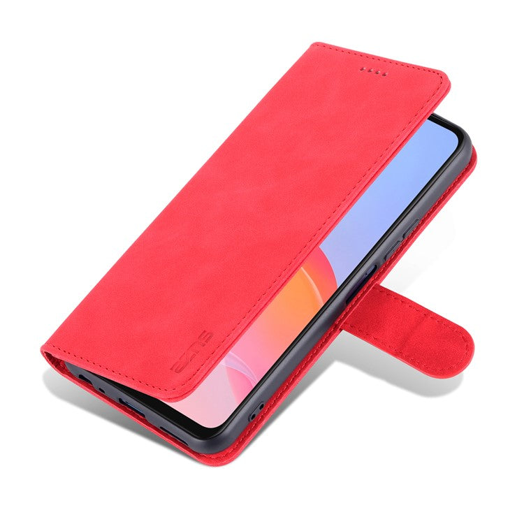 AZNS TPU+PU Leather Wallet Stand Phone Case Flip Card Slots Protected Fully Phone Shell for vivo Y21 / Y33s - Red