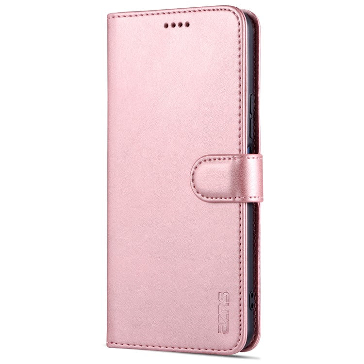 AZNS TPU+PU Leather Wallet Stand Phone Case Flip Card Slots Protected Fully Phone Shell for vivo Y21 / Y33s - Rose Gold