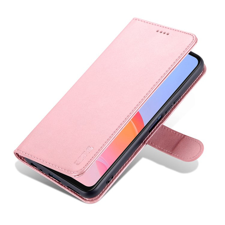 AZNS TPU+PU Leather Wallet Stand Phone Case Flip Card Slots Protected Fully Phone Shell for vivo Y21 / Y33s - Rose Gold