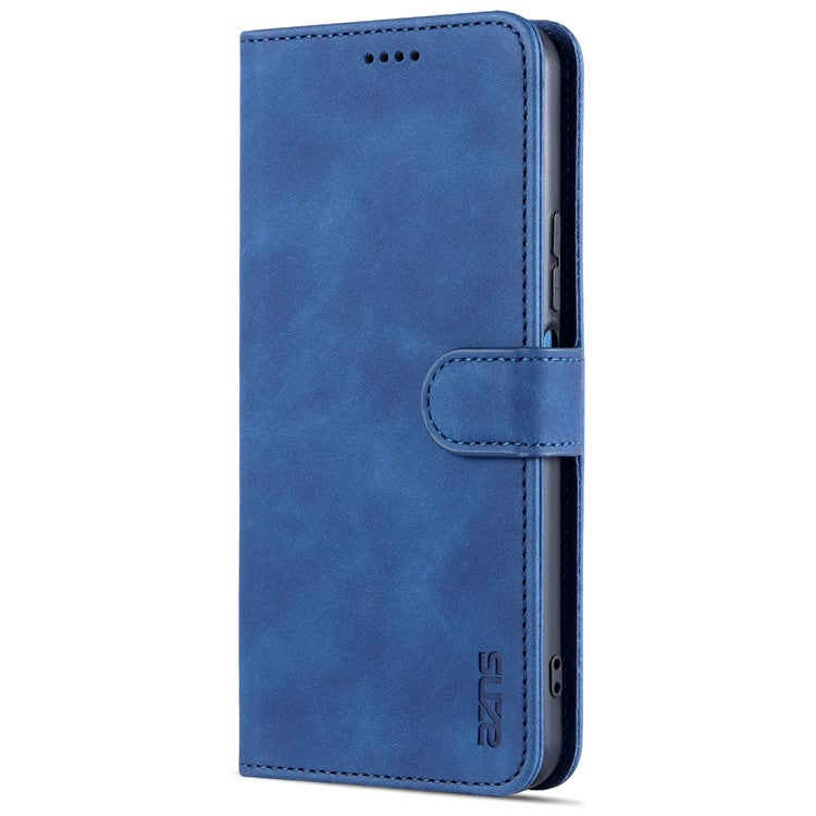 AZNS TPU+PU Leather Wallet Stand Phone Case Flip Card Slots Protected Fully Phone Shell for vivo Y21 / Y33s - Blue