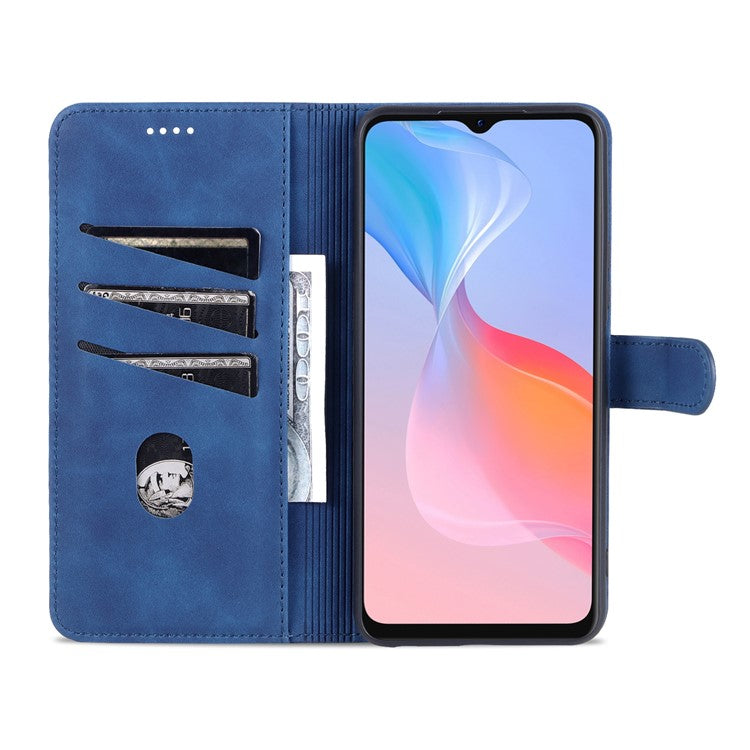 AZNS TPU+PU Leather Wallet Stand Phone Case Flip Card Slots Protected Fully Phone Shell for vivo Y21 / Y33s - Blue