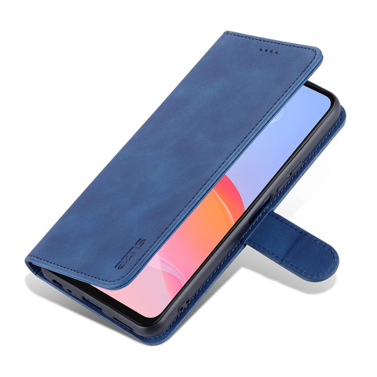 AZNS TPU+PU Leather Wallet Stand Phone Case Flip Card Slots Protected Fully Phone Shell for vivo Y21 / Y33s - Blue