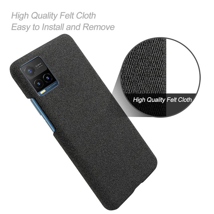 KSQ Shockproof Phone Cover Quality Cloth + PC Back Phone Case for vivo Y21 / Y21s / Y33s - Black