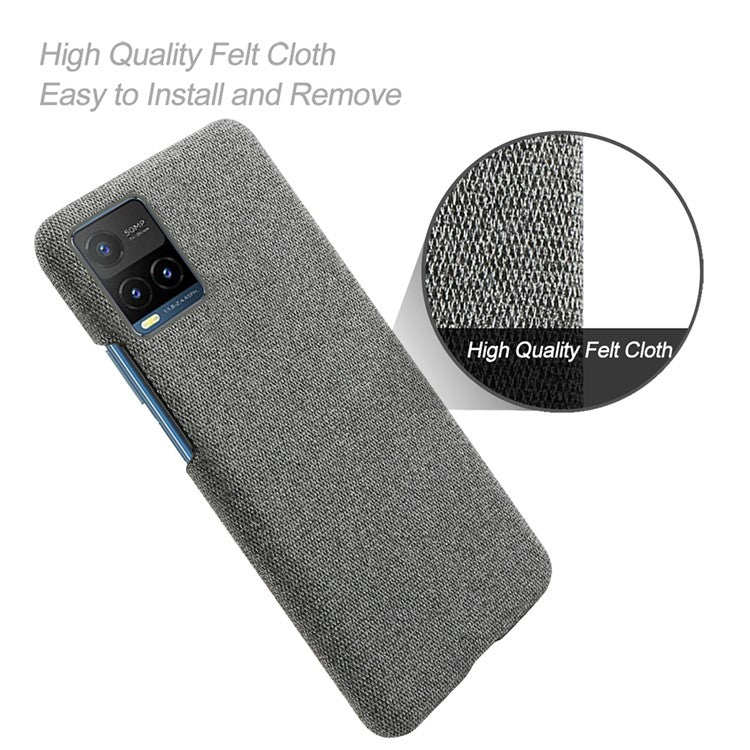 KSQ Shockproof Phone Cover Quality Cloth + PC Back Phone Case for vivo Y21 / Y21s / Y33s - Grey