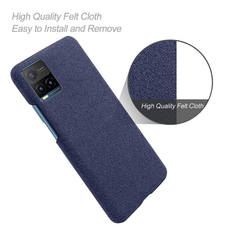 KSQ Shockproof Phone Cover Quality Cloth + PC Back Phone Case for vivo Y21 / Y21s / Y33s - Blue