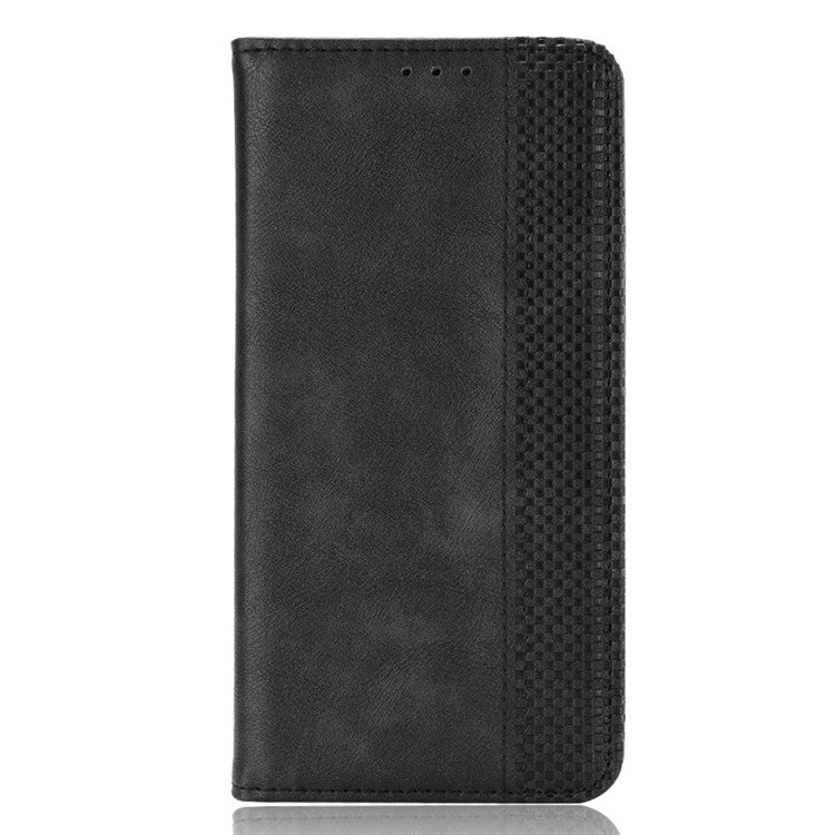 Retro Textured Surface Anti-Drop Phone Leather Case Wallet Stand Cover for vivo iQOO 8 - Black