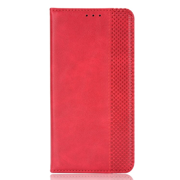 Retro Textured Surface Anti-Drop Phone Leather Case Wallet Stand Cover for vivo iQOO 8 - Red