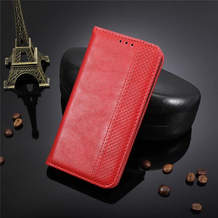 Retro Textured Surface Anti-Drop Phone Leather Case Wallet Stand Cover for vivo iQOO 8 - Red