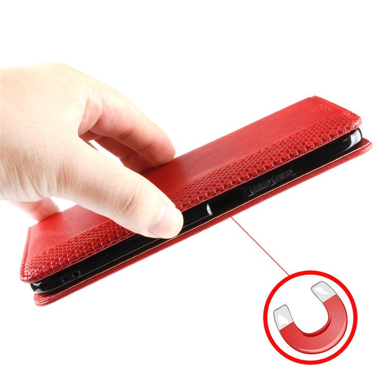 Retro Textured Surface Anti-Drop Phone Leather Case Wallet Stand Cover for vivo iQOO 8 - Red