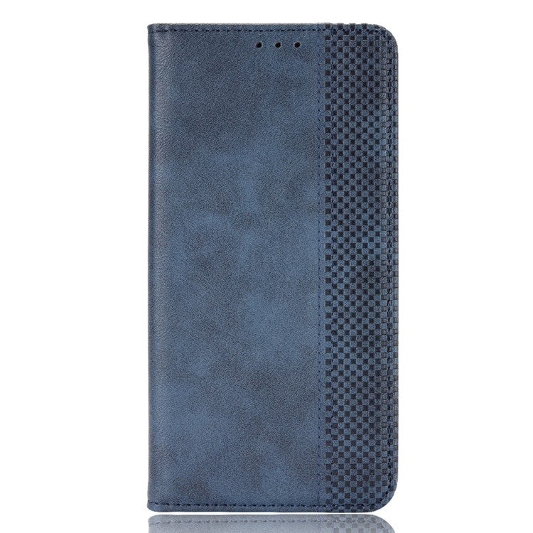 Retro Textured Surface Anti-Drop Phone Leather Case Wallet Stand Cover for vivo iQOO 8 - Blue