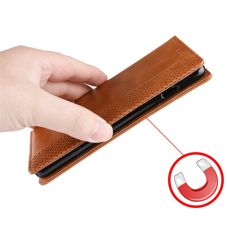 Retro Textured Surface Anti-Drop Phone Leather Case Wallet Stand Cover for vivo iQOO 8 - Brown