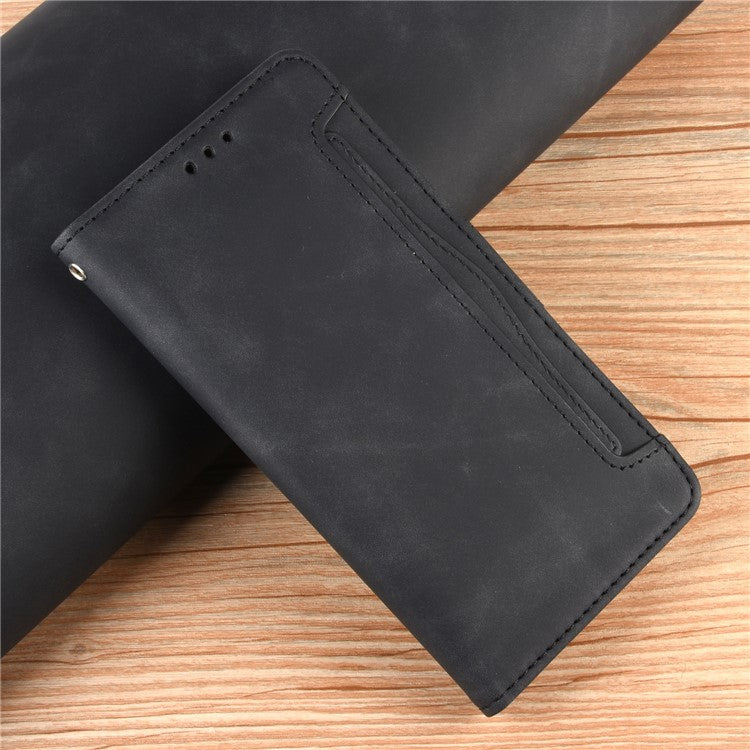 Multiple Card Slot Design Flip Phone Case PU Leather Wallet Cover Protector for vivo iQOO 8 - Black