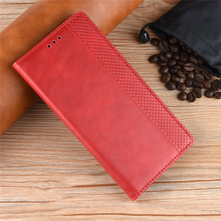 Wallet Design Retro Textured Surface Anti-Drop Phone Leather Case Stand Cover for vivo iQOO 8 Pro - Red