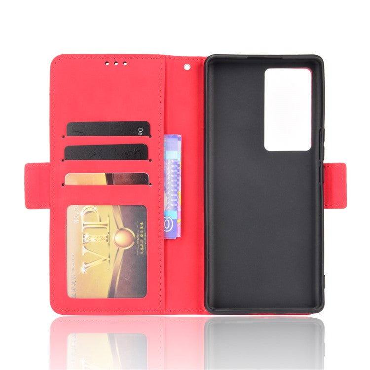 Flip Phone Case Multiple Card Slot Design PU Leather Wallet Cover Protector for vivo iQOO 8 Pro - Red