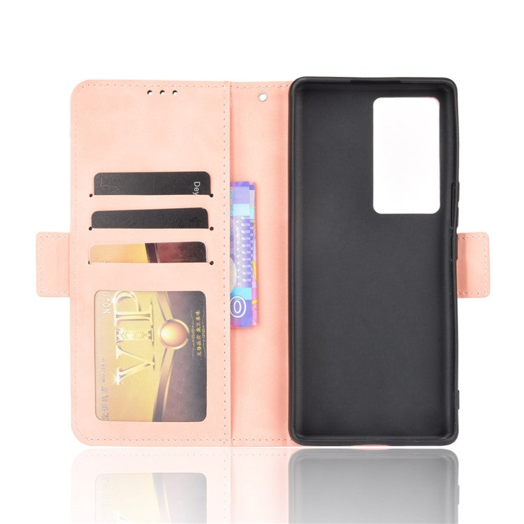 Flip Phone Case Multiple Card Slot Design PU Leather Wallet Cover Protector for vivo iQOO 8 Pro - Pink