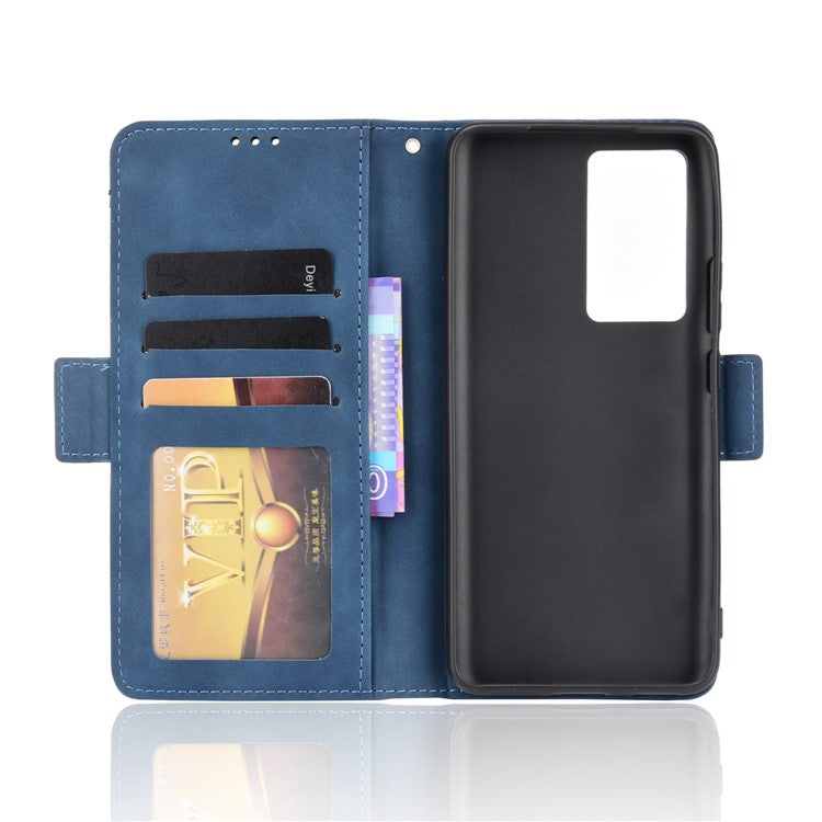 Flip Phone Case Multiple Card Slot Design PU Leather Wallet Cover Protector for vivo iQOO 8 Pro - Blue