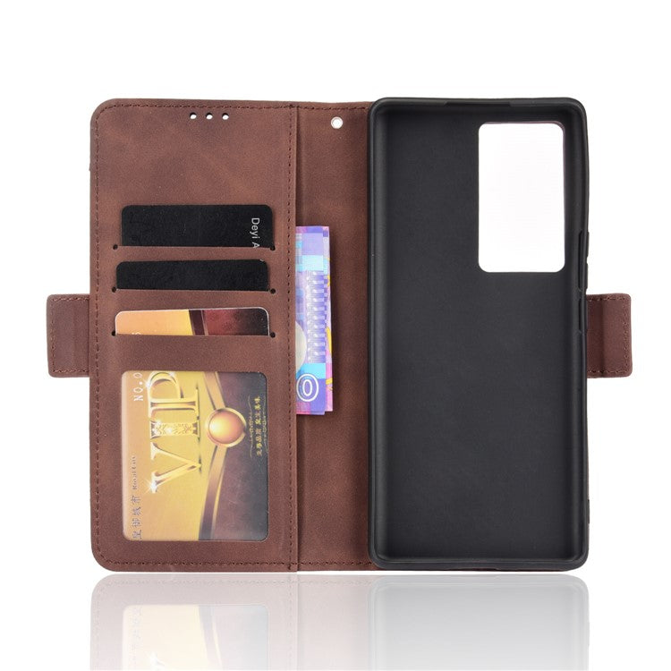 Flip Phone Case Multiple Card Slot Design PU Leather Wallet Cover Protector for vivo iQOO 8 Pro - Brown