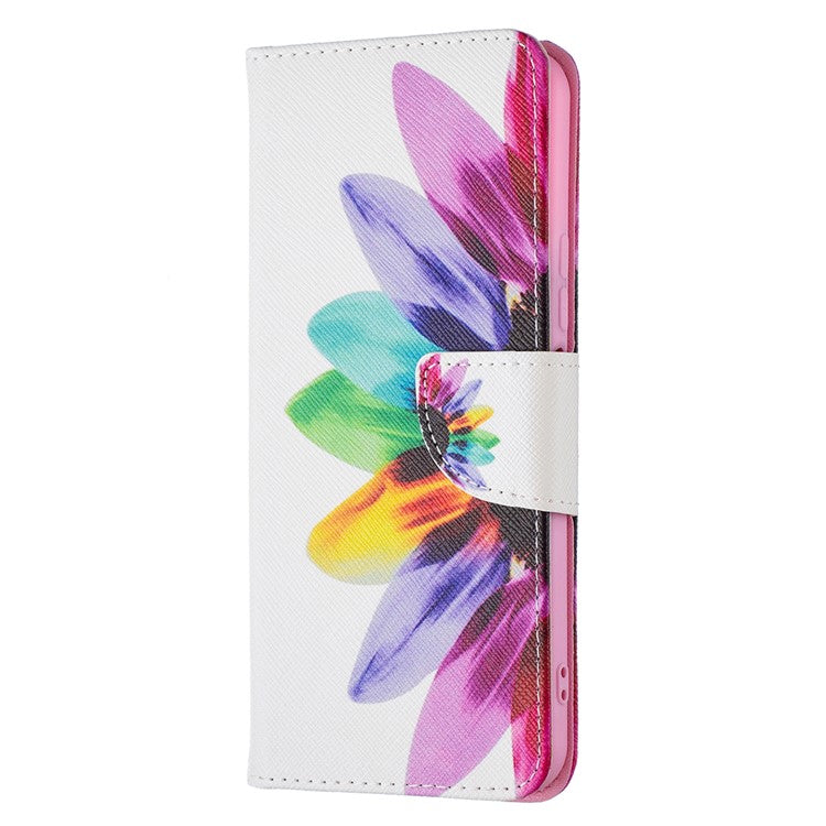 Pattern Printing PU Leather Phone Case Stand Book Design Flip Folio Cover with Wallet for vivo Y21 - Sunflower