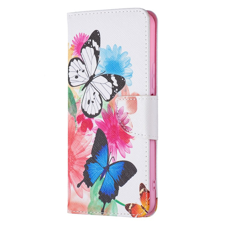 Pattern Printing PU Leather Phone Case Stand Book Design Flip Folio Cover with Wallet for vivo Y21 - Two Butterflies