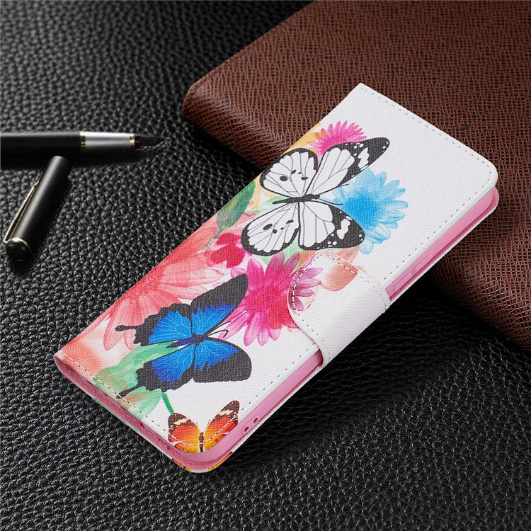 Pattern Printing PU Leather Phone Case Stand Book Design Flip Folio Cover with Wallet for vivo Y21 - Two Butterflies