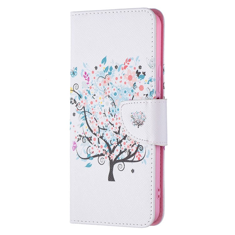 Pattern Printing PU Leather Phone Case Stand Book Design Flip Folio Cover with Wallet for vivo Y21 - Flower Tree