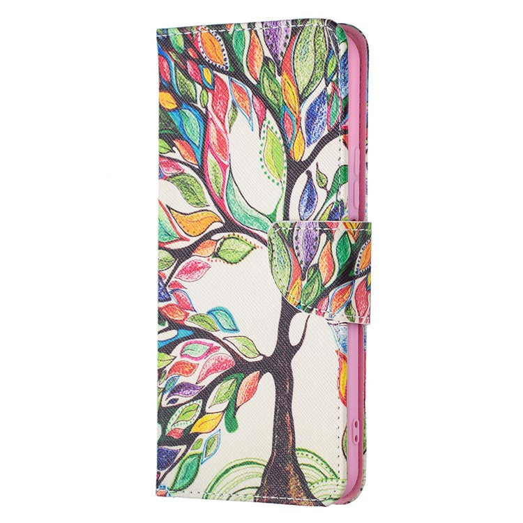 Pattern Printing PU Leather Phone Case Stand Book Design Flip Folio Cover with Wallet for vivo Y21 - Life Tree