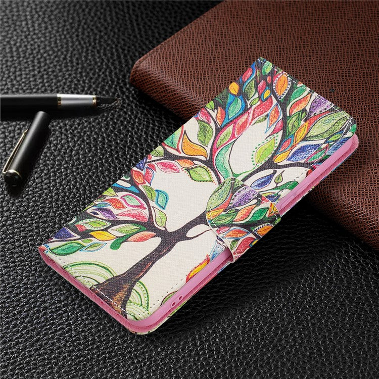 Pattern Printing PU Leather Phone Case Stand Book Design Flip Folio Cover with Wallet for vivo Y21 - Life Tree