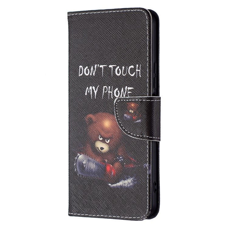 Pattern Printing PU Leather Phone Case Stand Book Design Flip Folio Cover with Wallet for vivo Y21 - Bear