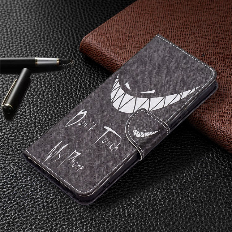 Pattern Printing PU Leather Phone Case Stand Book Design Flip Folio Cover with Wallet for vivo Y21 - Grin