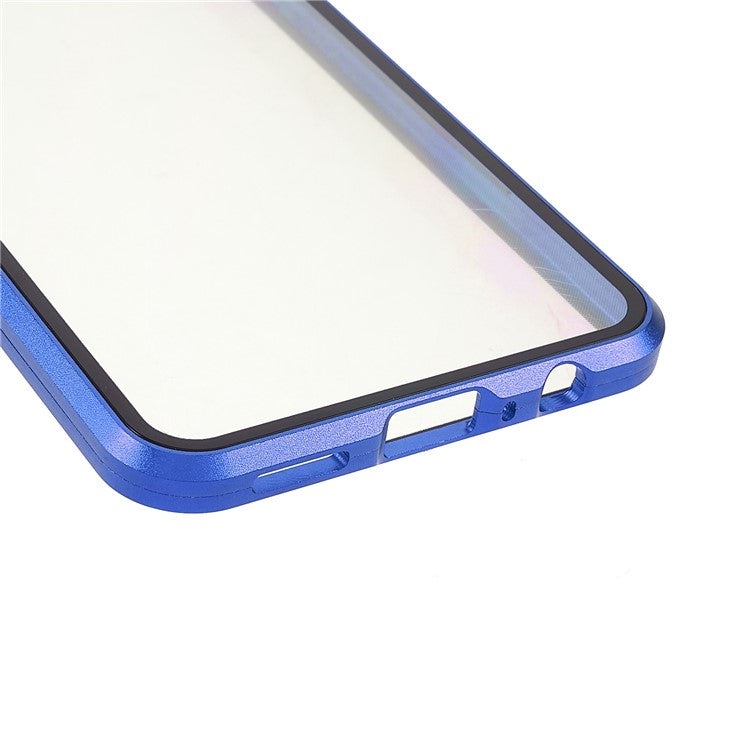 360 Degree Full Coverage Metal Frame + Double-sided Tempered Glass Magnetic Phone Case Shell for vivo V21e 4G - Blue