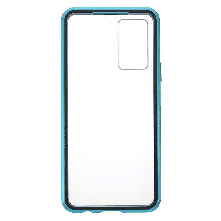 360 Degree Full Coverage Metal Frame + Double-sided Tempered Glass Magnetic Phone Case Shell for vivo V21e 4G - Green