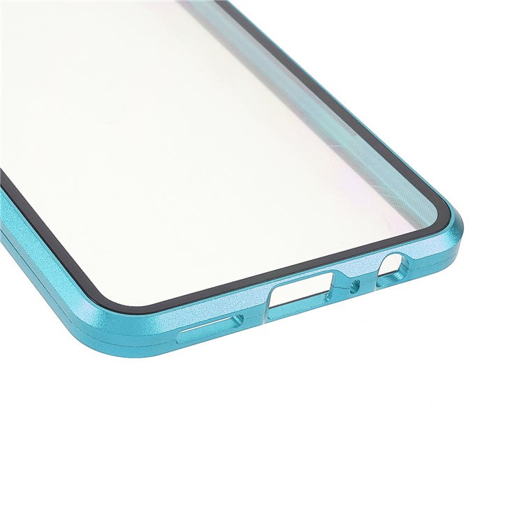 360 Degree Full Coverage Metal Frame + Double-sided Tempered Glass Magnetic Phone Case Shell for vivo V21e 4G - Green