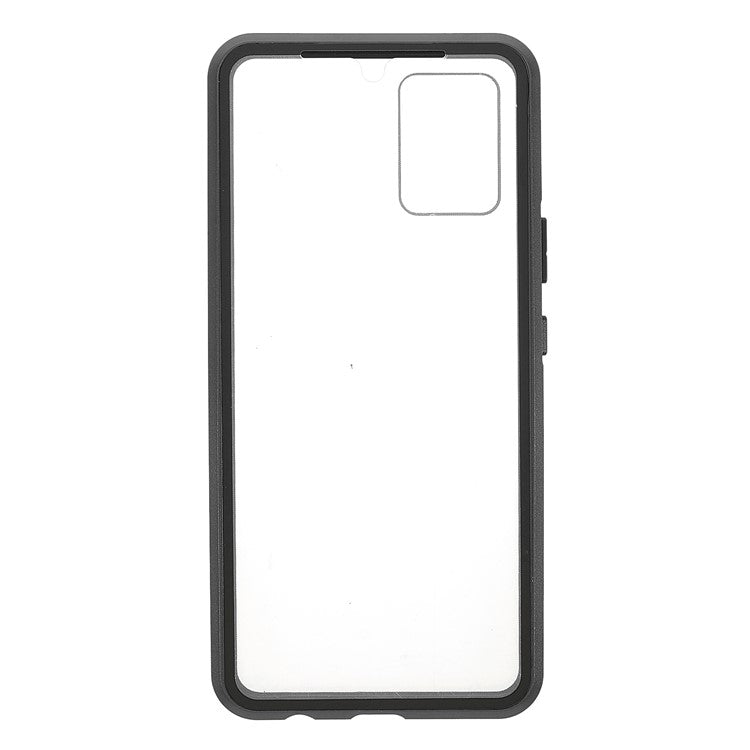 Ultra Clear Double-sided Tempered Glass + Metal Frame Magnetic Phone Case Cover for vivo V20 - Black