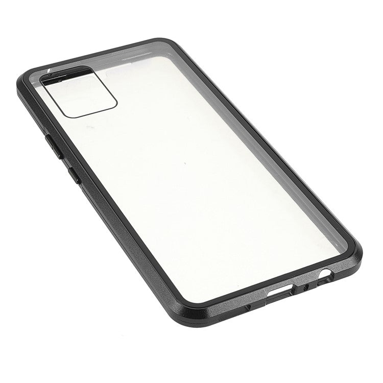 Ultra Clear Double-sided Tempered Glass + Metal Frame Magnetic Phone Case Cover for vivo V20 - Black