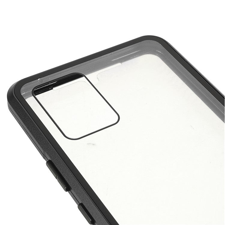 Ultra Clear Double-sided Tempered Glass + Metal Frame Magnetic Phone Case Cover for vivo V20 - Black