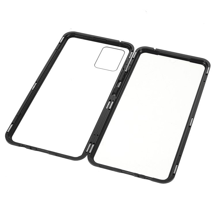 Ultra Clear Double-sided Tempered Glass + Metal Frame Magnetic Phone Case Cover for vivo V20 - Black