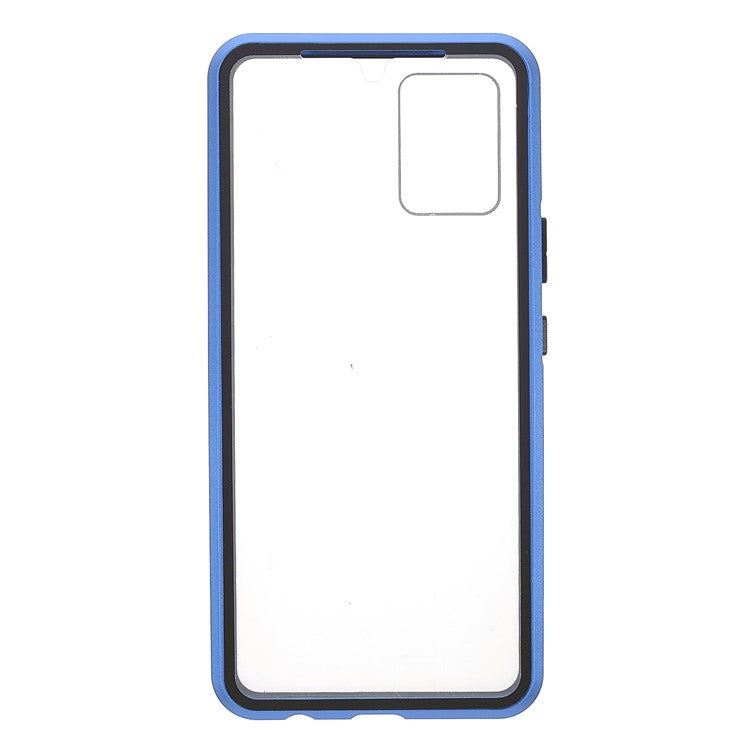 Ultra Clear Double-sided Tempered Glass + Metal Frame Magnetic Phone Case Cover for vivo V20 - Blue