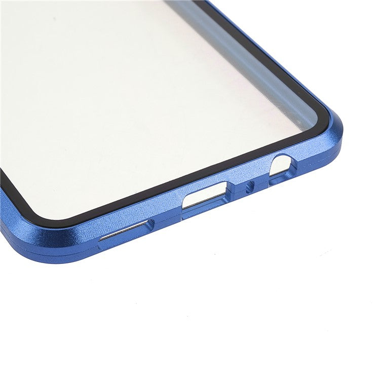 Ultra Clear Double-sided Tempered Glass + Metal Frame Magnetic Phone Case Cover for vivo V20 - Blue