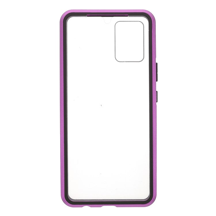 Ultra Clear Double-sided Tempered Glass + Metal Frame Magnetic Phone Case Cover for vivo V20 - Purple