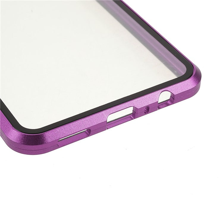 Ultra Clear Double-sided Tempered Glass + Metal Frame Magnetic Phone Case Cover for vivo V20 - Purple