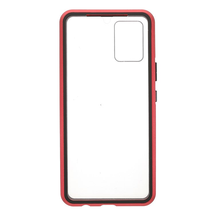 Ultra Clear Double-sided Tempered Glass + Metal Frame Magnetic Phone Case Cover for vivo V20 - Red