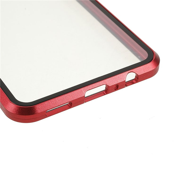 Ultra Clear Double-sided Tempered Glass + Metal Frame Magnetic Phone Case Cover for vivo V20 - Red