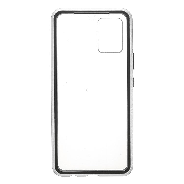 Ultra Clear Double-sided Tempered Glass + Metal Frame Magnetic Phone Case Cover for vivo V20 - Silver