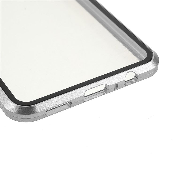 Ultra Clear Double-sided Tempered Glass + Metal Frame Magnetic Phone Case Cover for vivo V20 - Silver